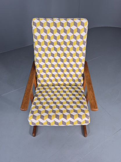 Vintage Mid Century Oak Lounge Chair Jorgan Baekmark Design New Upholstery 12042