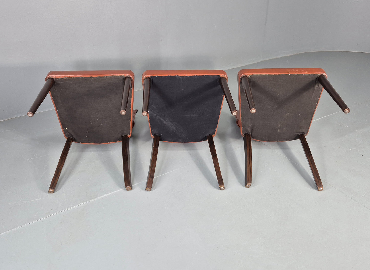 3 Mid Century Style Leather Dining Chairs Rero late 20th Century EB12532