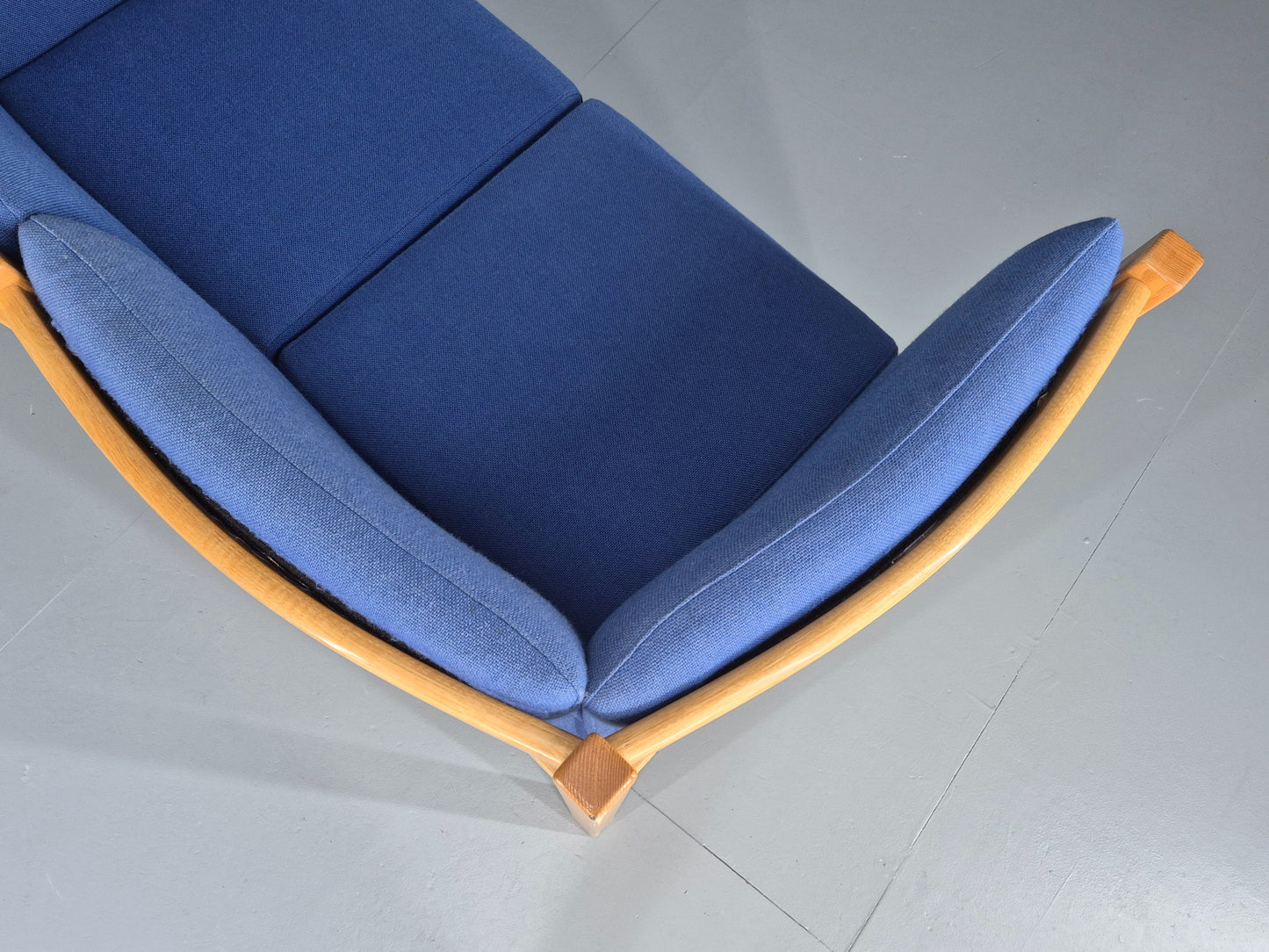 Vintage Swedish 2 Seater Sofa Brdr Andersen Beech Frame Blue 1980s Retro EB12369