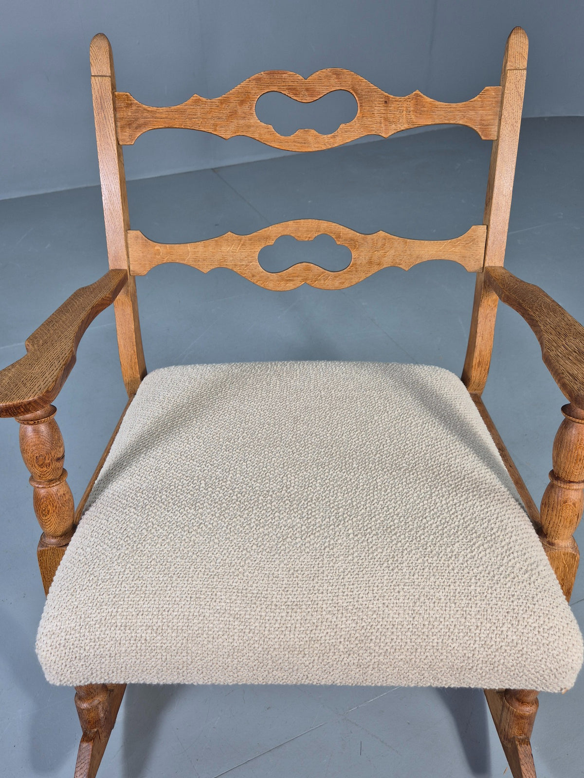 Vintage Danish Rocking Chair by Henning Kjaernulf Oak and Oatmeal 1970s  EB13042