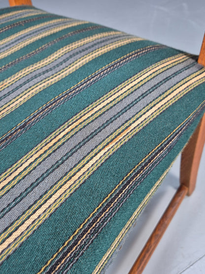 Baroque Style Throne Armchair Oak Frame Wool Stripe Upholstery EB08988