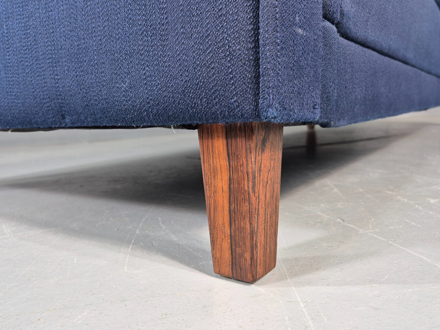 Vintage 3 Seater Sofa Mid Century Danish Dark Blue Wool Retro 1960s  EB12230