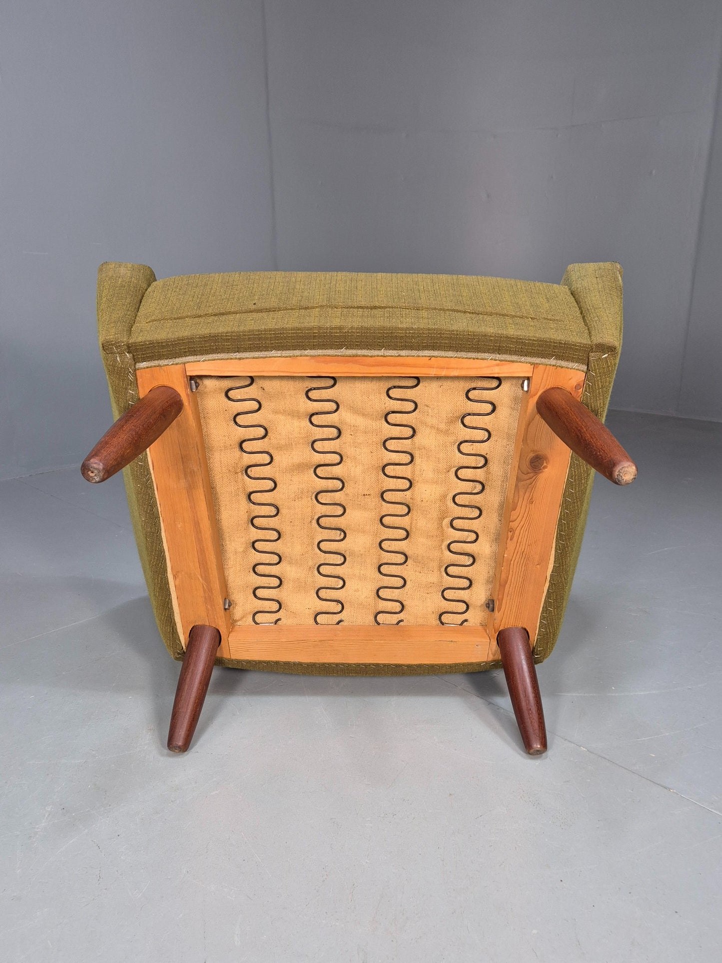 Vintage Mid Century Armchair Danish Original Green Teak Paws 1960s Retro EB8483