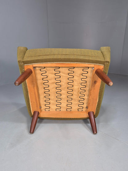 Vintage Mid Century Armchair Danish Original Green Teak Paws 1960s Retro EB8483