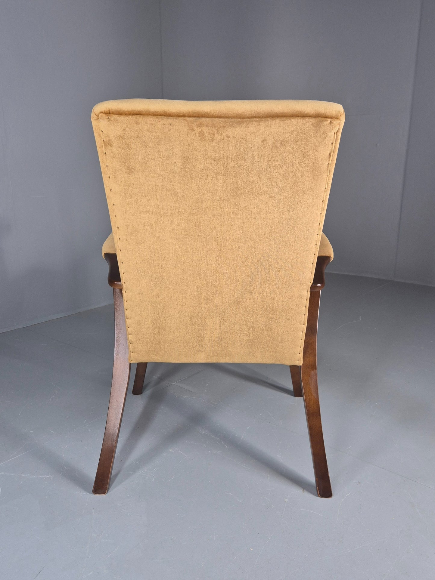 Vintage 1960s Lounge Chair Hardwood Frame with High Back Retro MCM EB11827