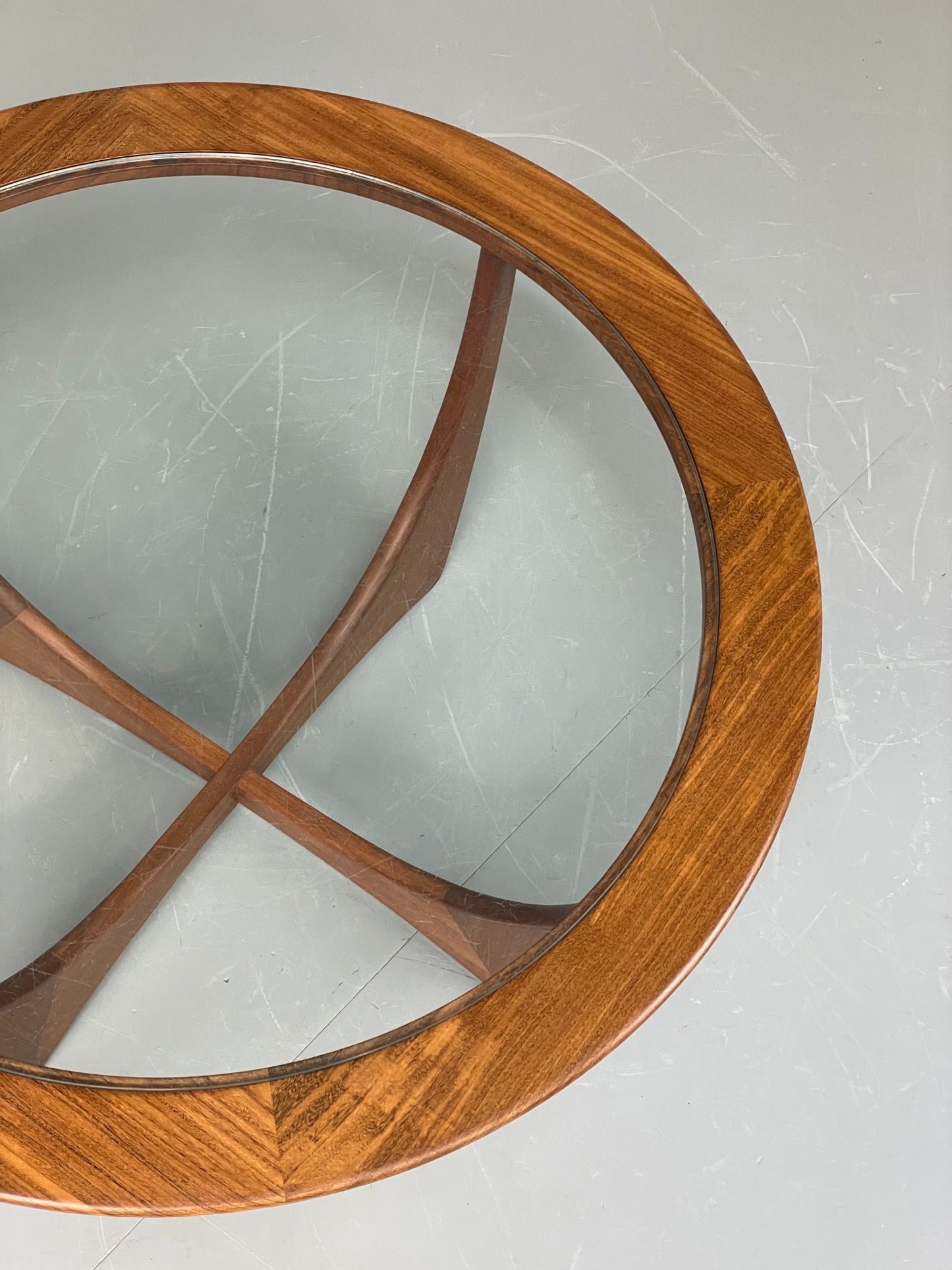 G Plan Astro Coffee Table Round Teak 1960s Mid Century Vintage Glass Top EB12073