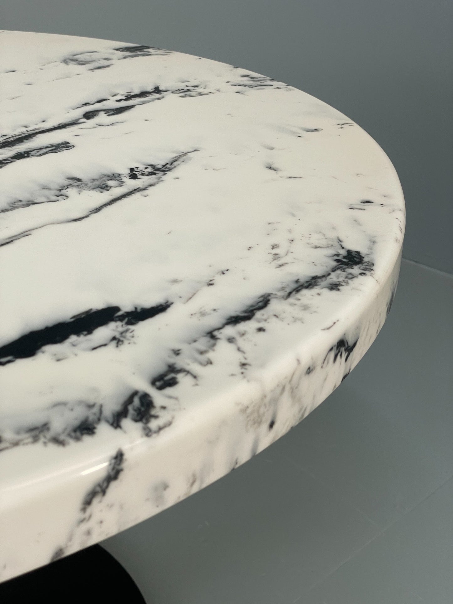 Modern Faux Marble Table Black Metal Base Circular 80cm EB12802