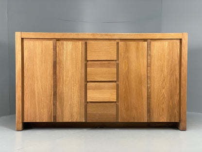 Contemporary Oak Sideboard Solid Doors Drawers Bi-fold Golden EB12287