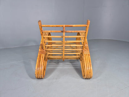 Vintage Bent Bamboo and Rattan Lounge Chair Rohe Noordwolde MCM Retro Eb12591