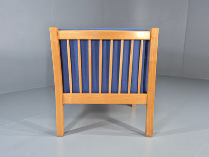 Vintage Swedish 2 Seater Sofa Brdr Andersen Beech Frame Blue 1980s Retro EB12369