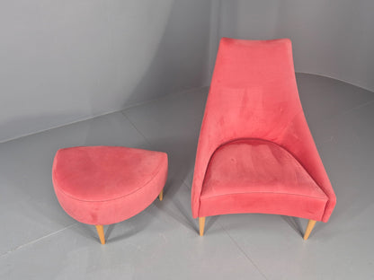 Vintage Silencio Chair and Footstool Pink Velvet Design Richard Ferrer  EB11943