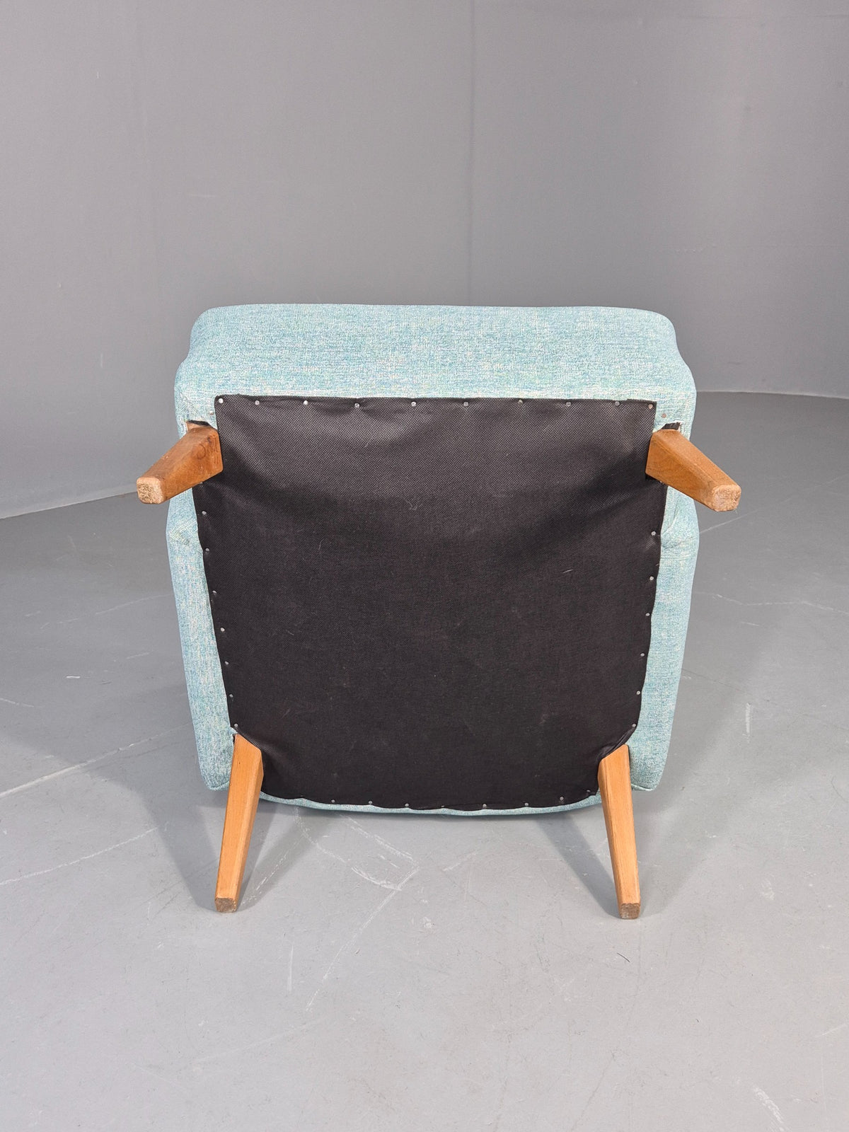 Mid Century Style Lounge Chair Newly Upholstered in Blue Retro EB9981
