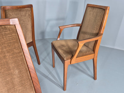 6 Vintage 1970s Nathan Dining Chairs Brown Velour Teak Retro MCM EB11921