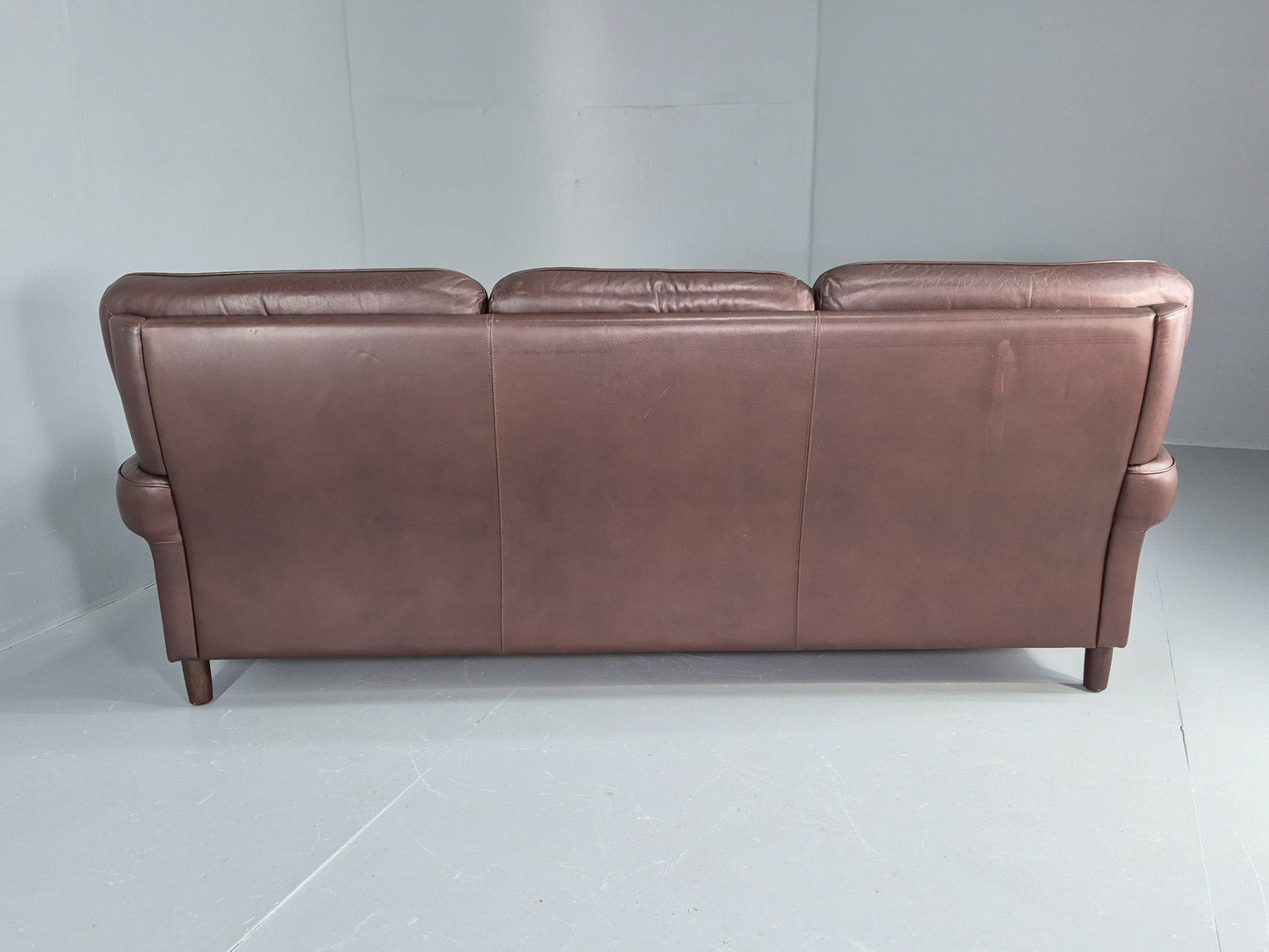 Vintage 3 Seater Leather Sofa Danish 1970s Brown Leather Retro MCM EB12411