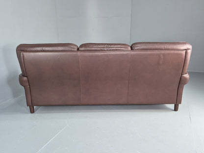 Vintage 3 Seater Leather Sofa Danish 1970s Brown Leather Retro MCM EB12411