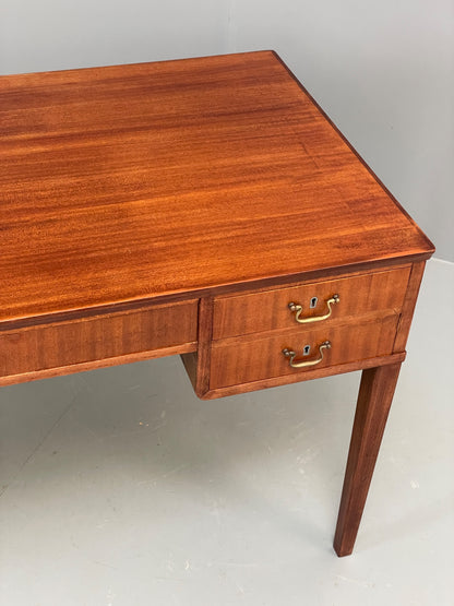 Vintage 1950s Mahogany Desk Mid Century Danish Drawers Brass EB10820