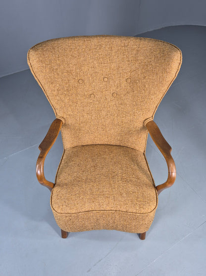 Vintage Mid Century Armchair Slagelse Mobelvaerk 1950s Newly Upholstered EB12790