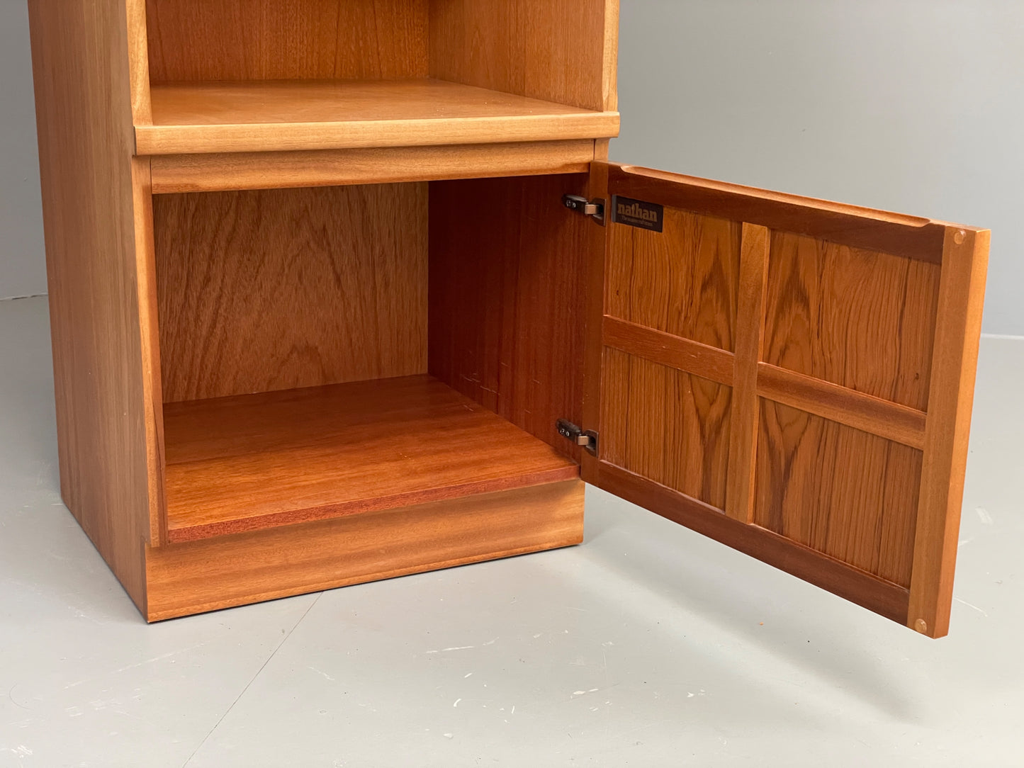 Vintage Nathan Teak Unit Glazed Display Shelving Retro 1970s Squares EB12897