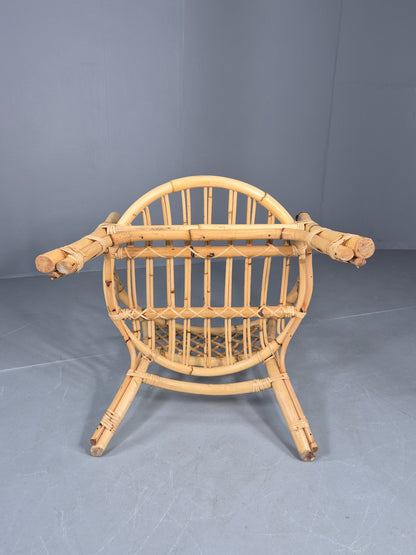 Vintage Bent Bamboose and Rattan Lounge Chair 1980s Retro Eb12649