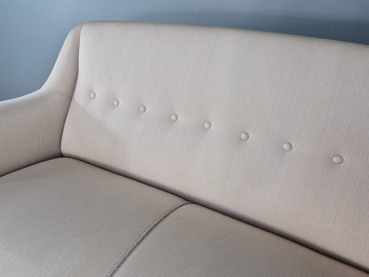 Vintage Danish 2 Seater Sofa Cottage Style Cotton Upholstery 1950s Retro EB12745