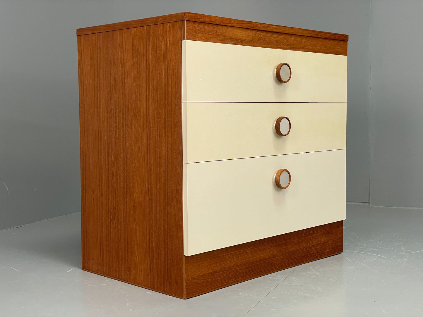 Vintage Chest Of Drawers By Uniflex Retro 1970s Teak Off White EB12196