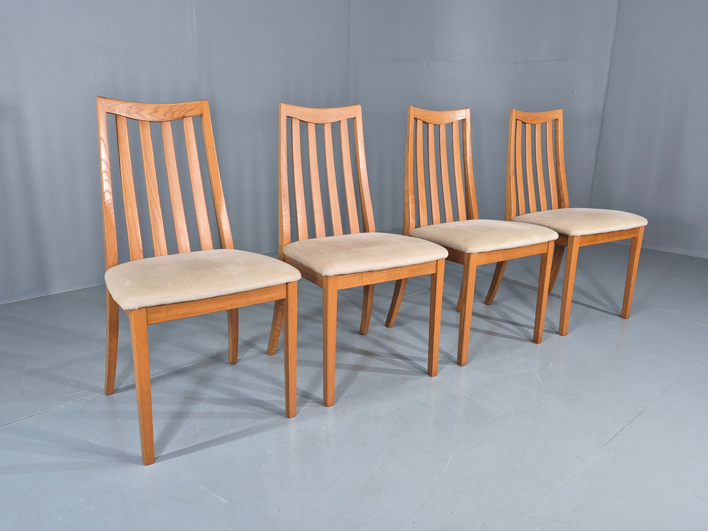 4 Vintage G Plan Dining Chairs High Spoke Back Ash Frame 1990s Retro EB12840