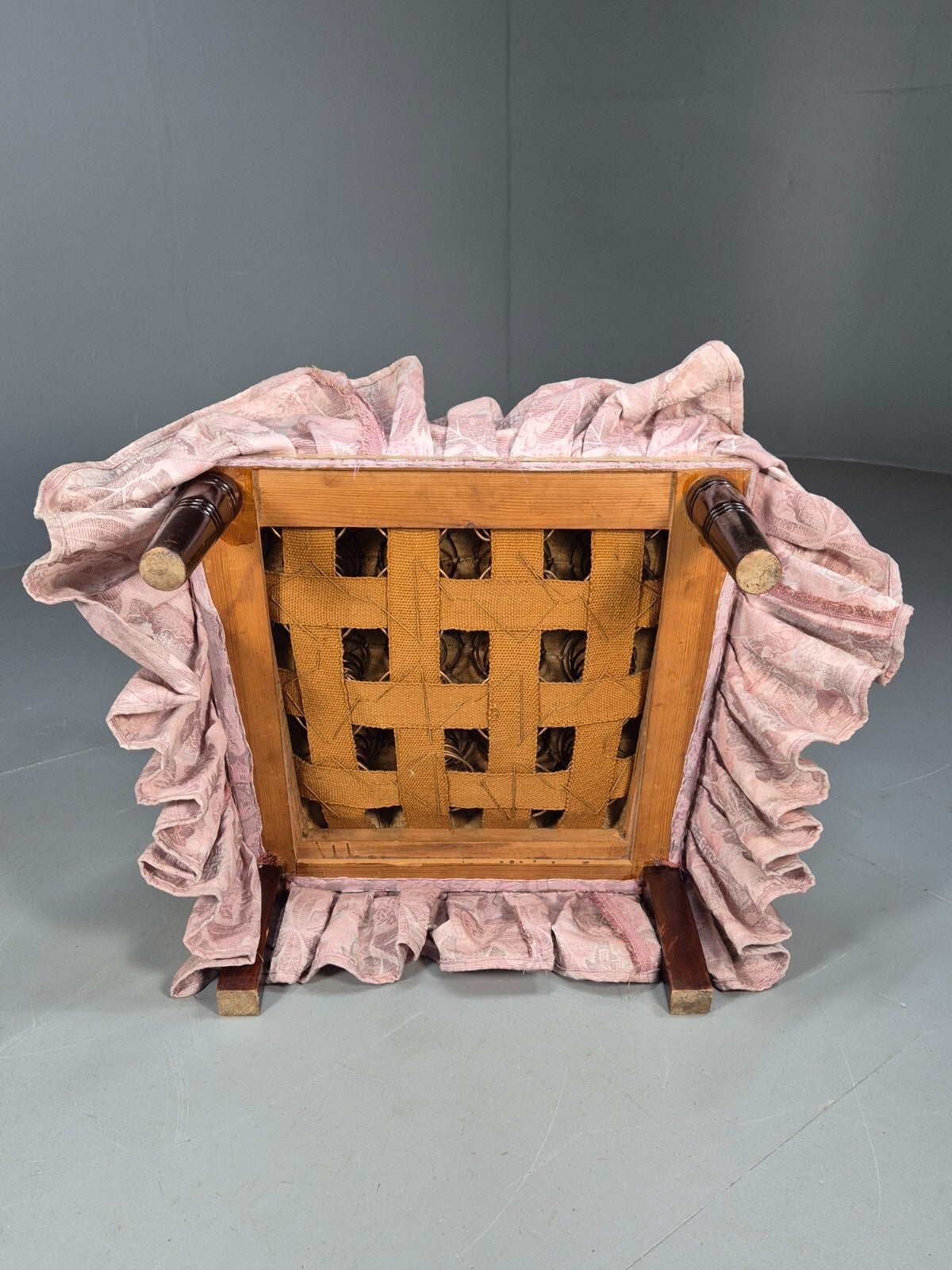 Antique Danish Empire Style Lounge Chair Floral Pink Upholstery  EB9039 VCLO