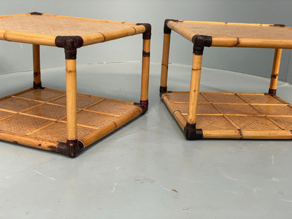 Vintage Bamboo Coffee Tables By Smania Studio Italian 1980s Pair Retro EB12512