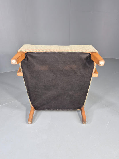 Vintage Art Deco Danish Armchair Beech Frames Original Upholstery EB11956