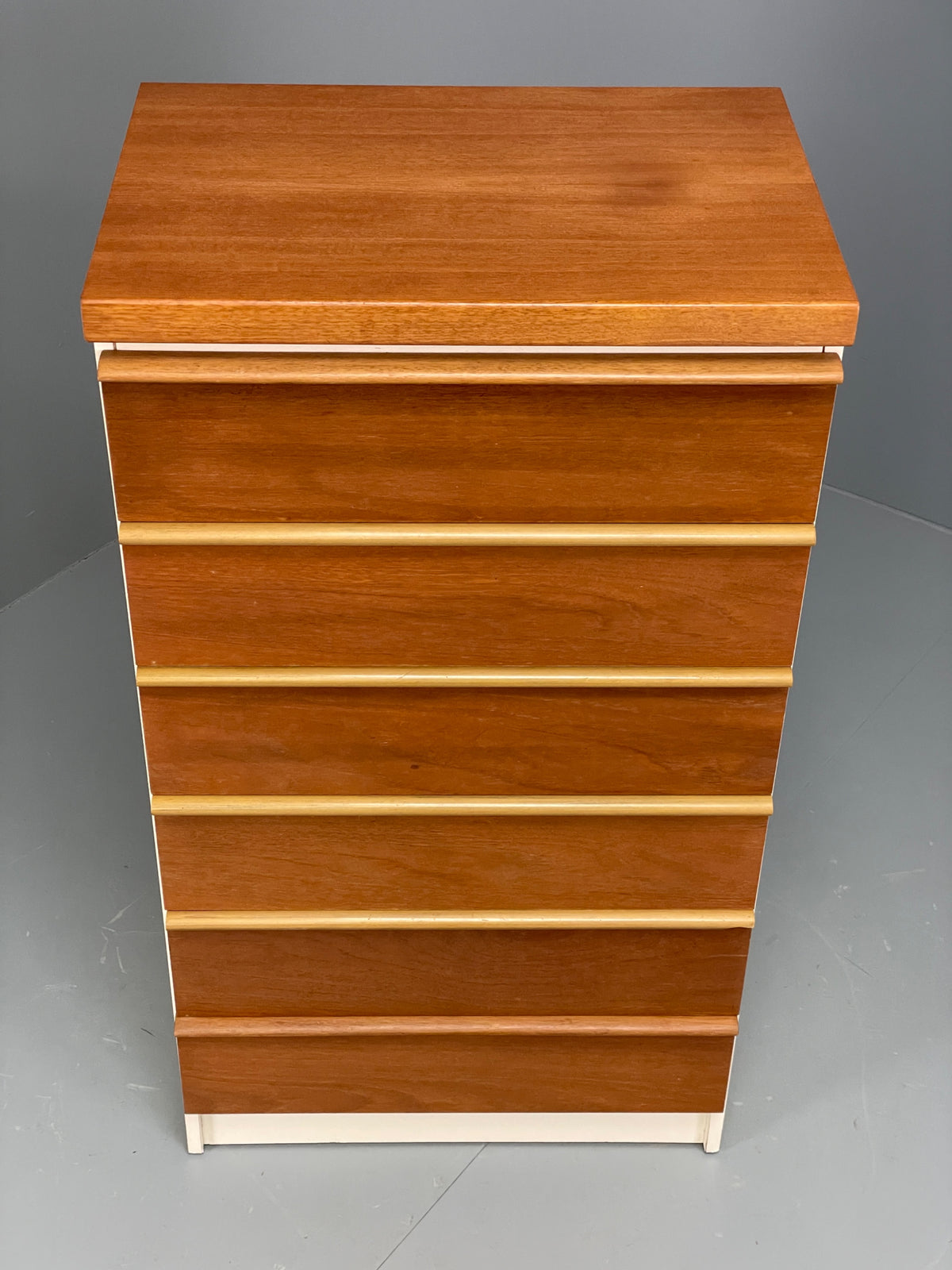 Vintage 1960s Teak Chest Of Drawers Tallboy Mid Century White Retro EB12959