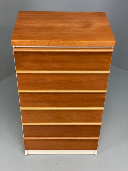 Vintage 1960s Teak Chest Of Drawers Tallboy Mid Century White Retro EB12959