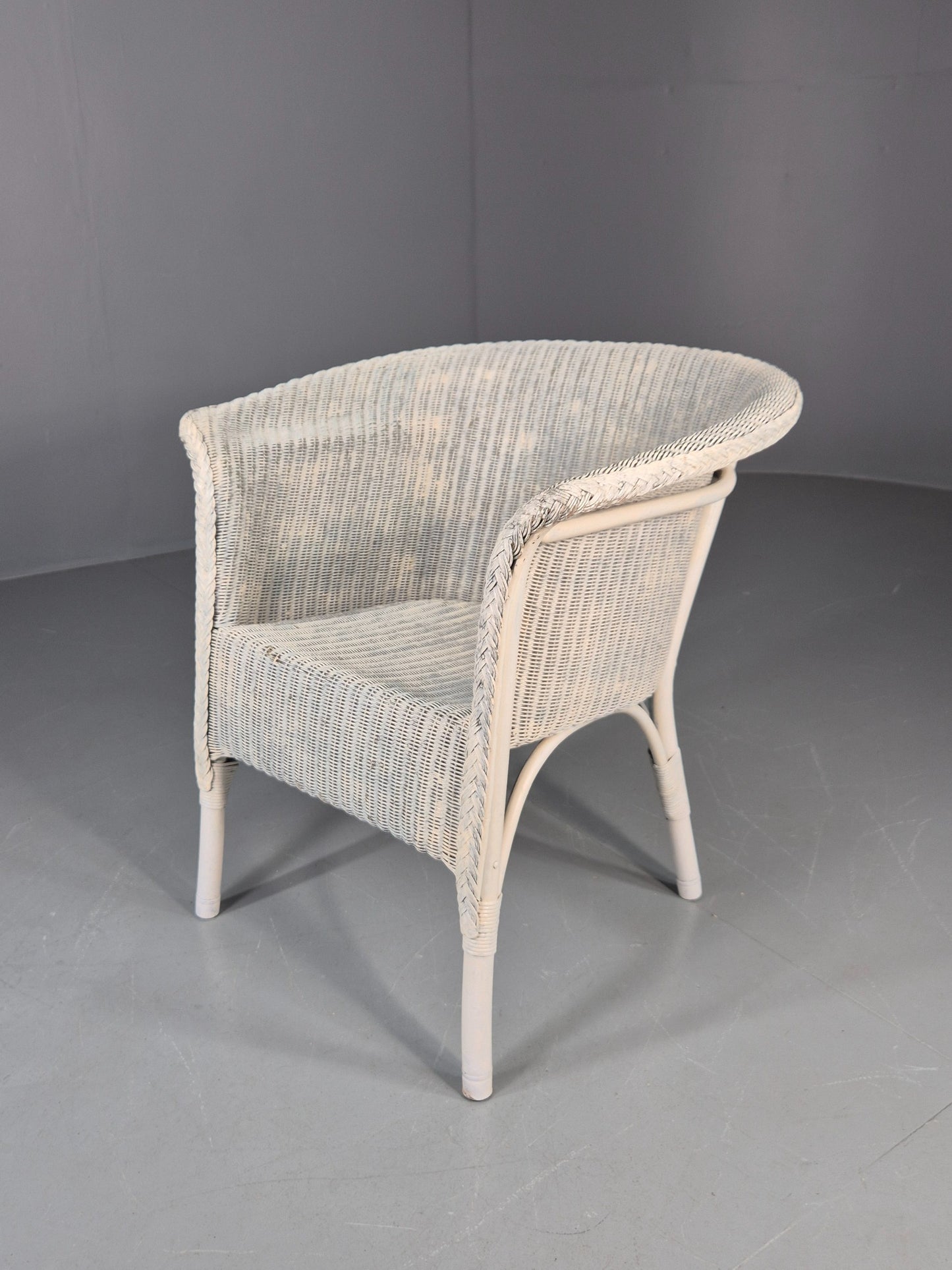Vintage Lloyd Loom chair 1930s Original White Painted B12163