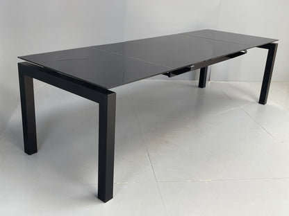 Calligaris Glass Dining Table Modern Italian Extending Steel 'Airport' EB12497