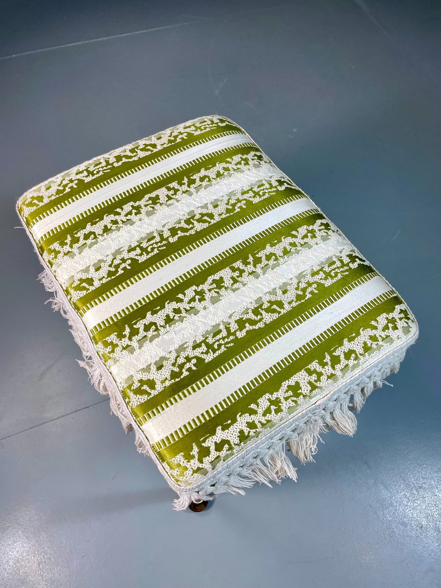 Vintage Danish 1960s Regency Revival Foot Stool White & Green Retro EB06333