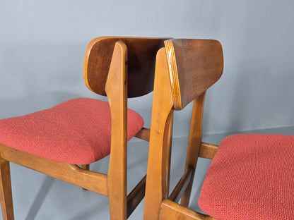 4 Vintage 1960s Dining Chairs, Beech and Teak Frames With New Upholstery EB11889