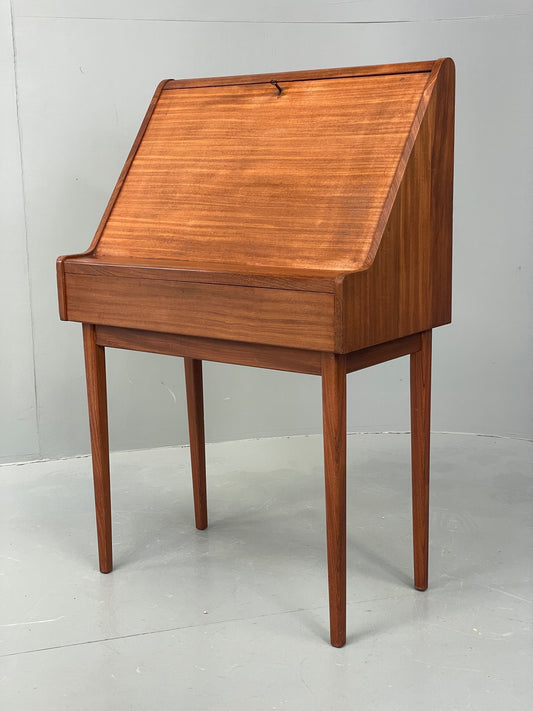 Vintage Teak Writing Desk 1950s Mid Century Retro Drop Door Solid Legs EB12295