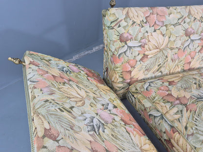Vintage Danish 2 Seater Sofa Knole Style Drop End Floral Cotton EB12721