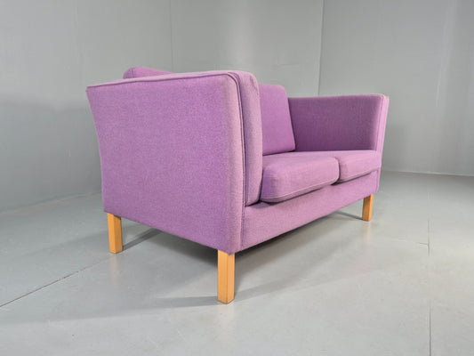 Vintage 2 seater Sofa Mids Century Danish in Purple Wool 1970s Retro EB12144