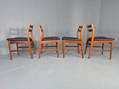 4 Vintage Jentique Dining Chairs Teak Frames Black Vinyl 60s RETRO MCM EB1195