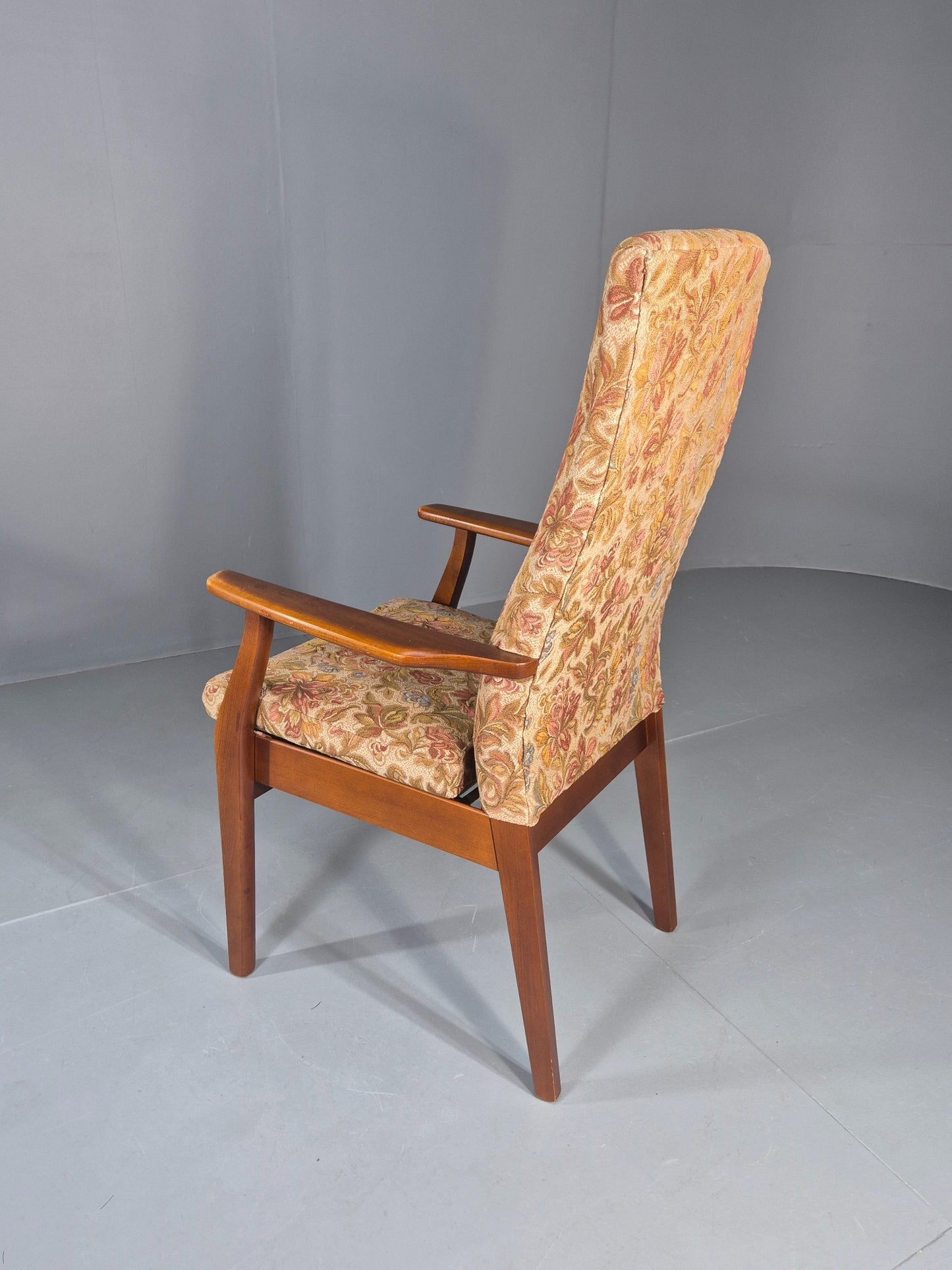 Vintage Parker Knoll High Back High Seat 1960s Lounge Chair Floral EB12798