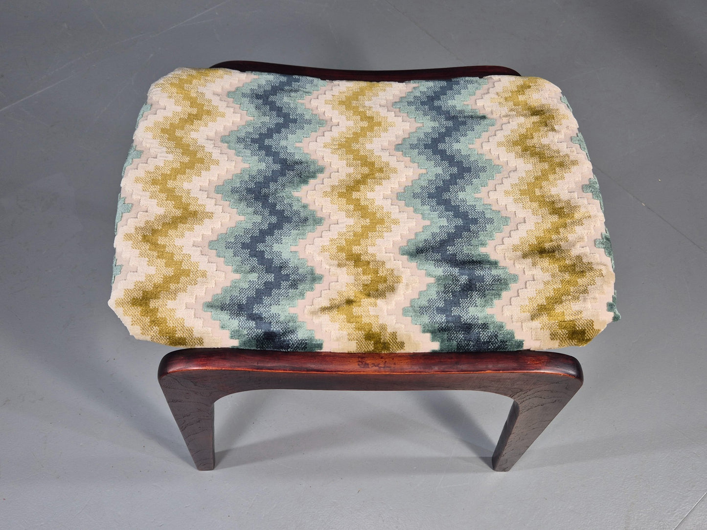 Vintage Mid Century Footstool Danish Design Chevron Pattern 1960s EB12028