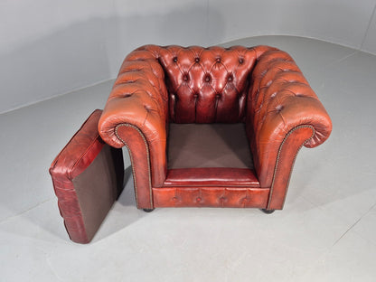 Vintage Chesterfield Club Chair Red Leather 1970s Retro EB12252