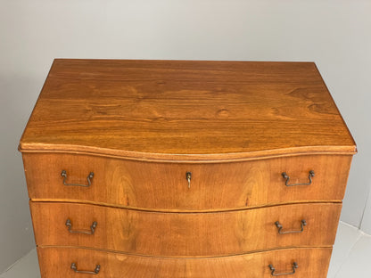 Vintage 1950s Walnut Tallboy Chest Of Drawers Danish Retro EB10830