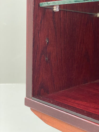 Vintage Dark Oak Bookcase Adjustable Glass Shelving By Beaver & Tapley EB112894