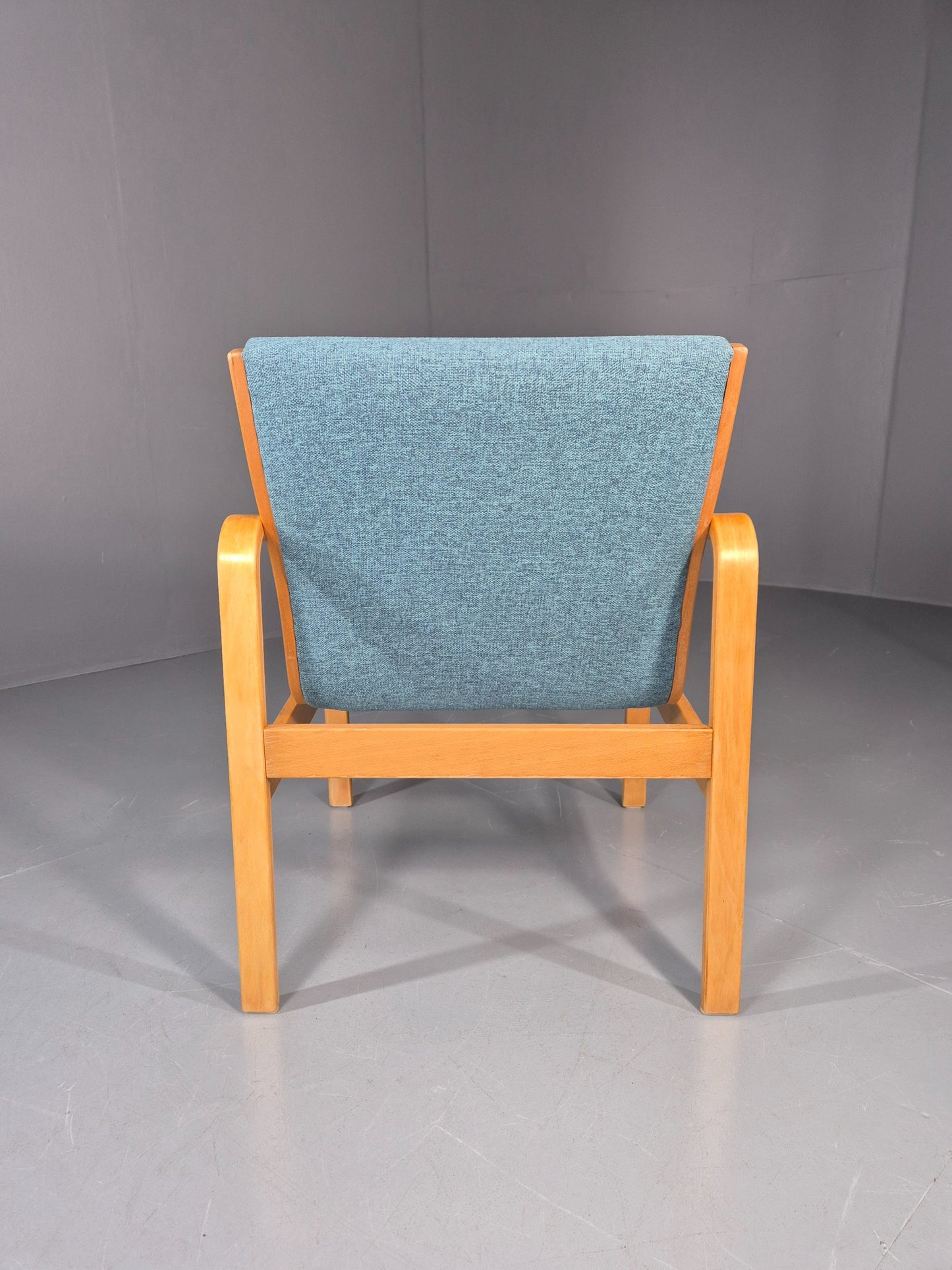 Vintage Farstrup Mid Century Chair New blue Upholstery Bentwood Frame EB11211