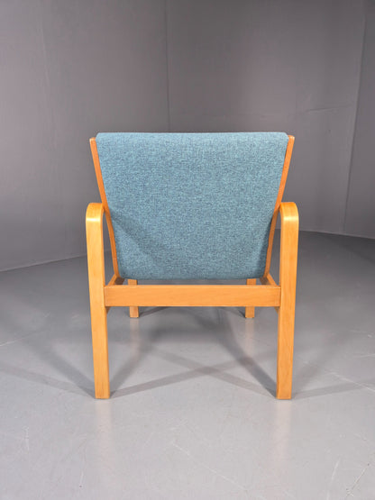 Vintage Farstrup Mid Century Chair New blue Upholstery Bentwood Frame EB11211