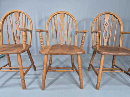 6 Vintage Windsor Armchairs Danish Made Oak Bobbin Turned 20th Century EB12671