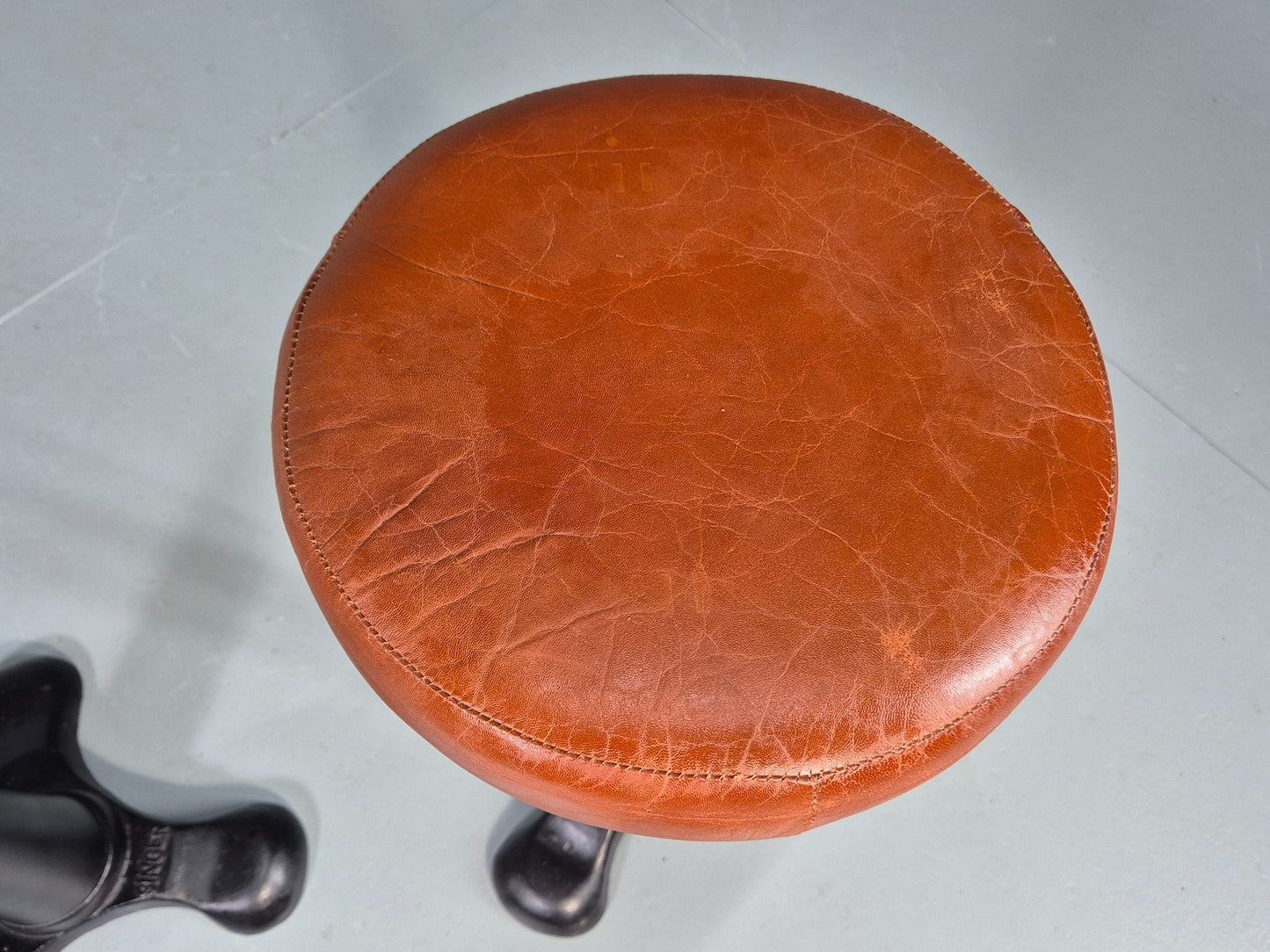 2 Vintage Singer Stools with faux Leather Upholstery Reproductions EB12306