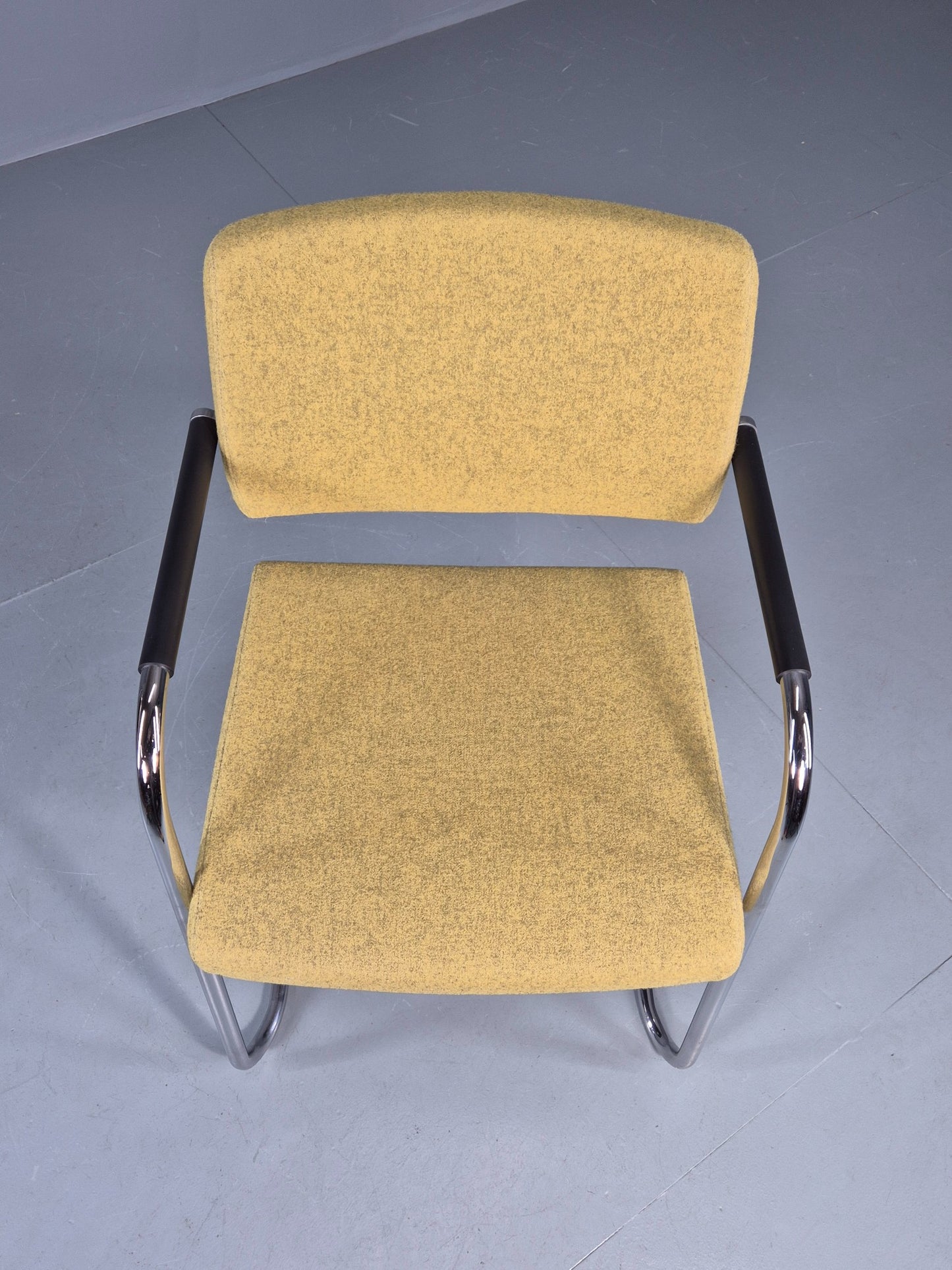 Modern Design Arm Chair Verco Brand Green Wool Chrome Frame EB12454