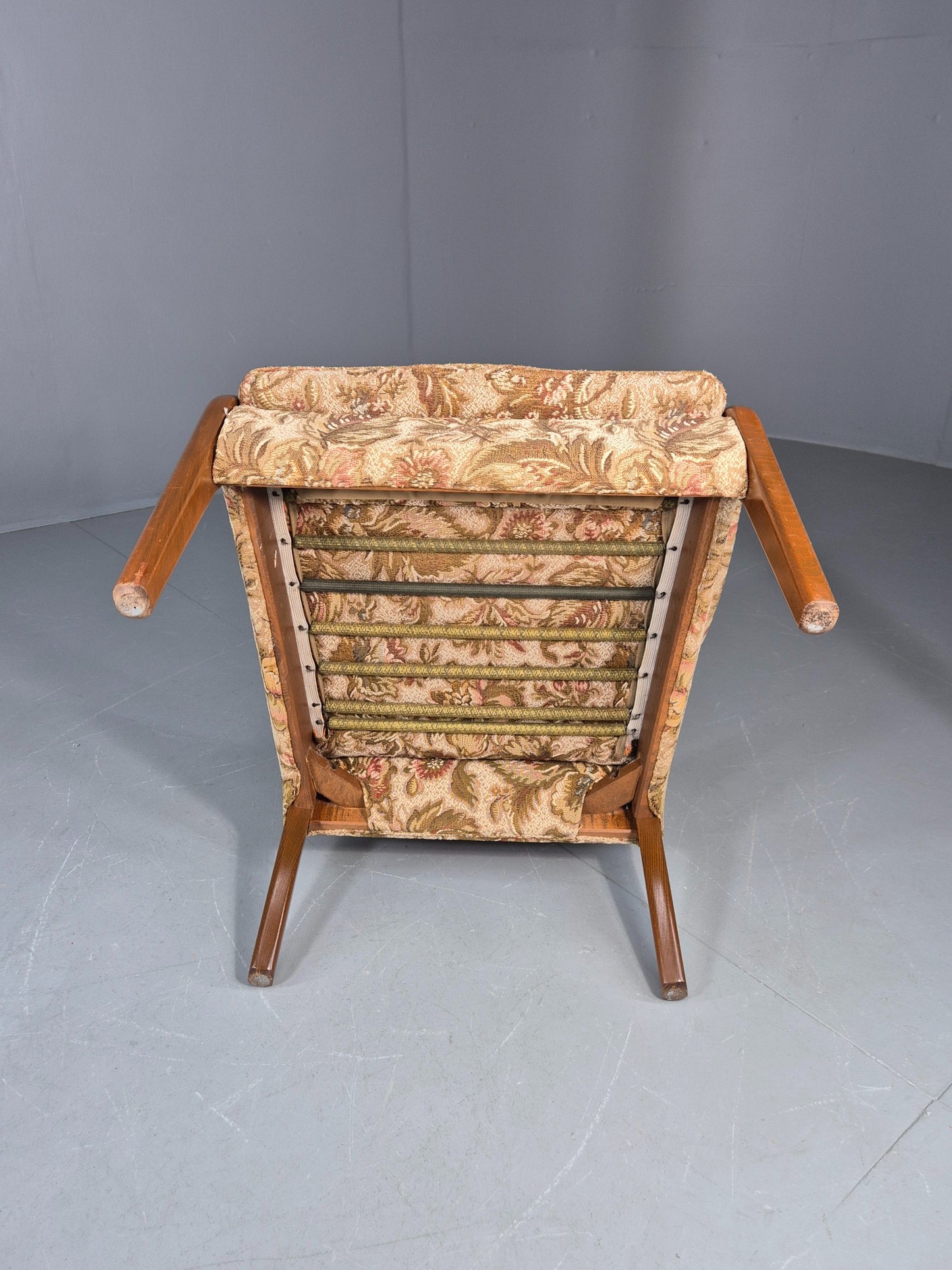 Vintage Parker Knoll Retro 1960s Armchair Floral Upholstery Beech Frame EB12167